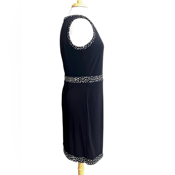 Michael Kors MICHAEL Sleeveless Black Faux-Wrap Dress w/ Animal Print Trim Sz M - Picture 3 of 13